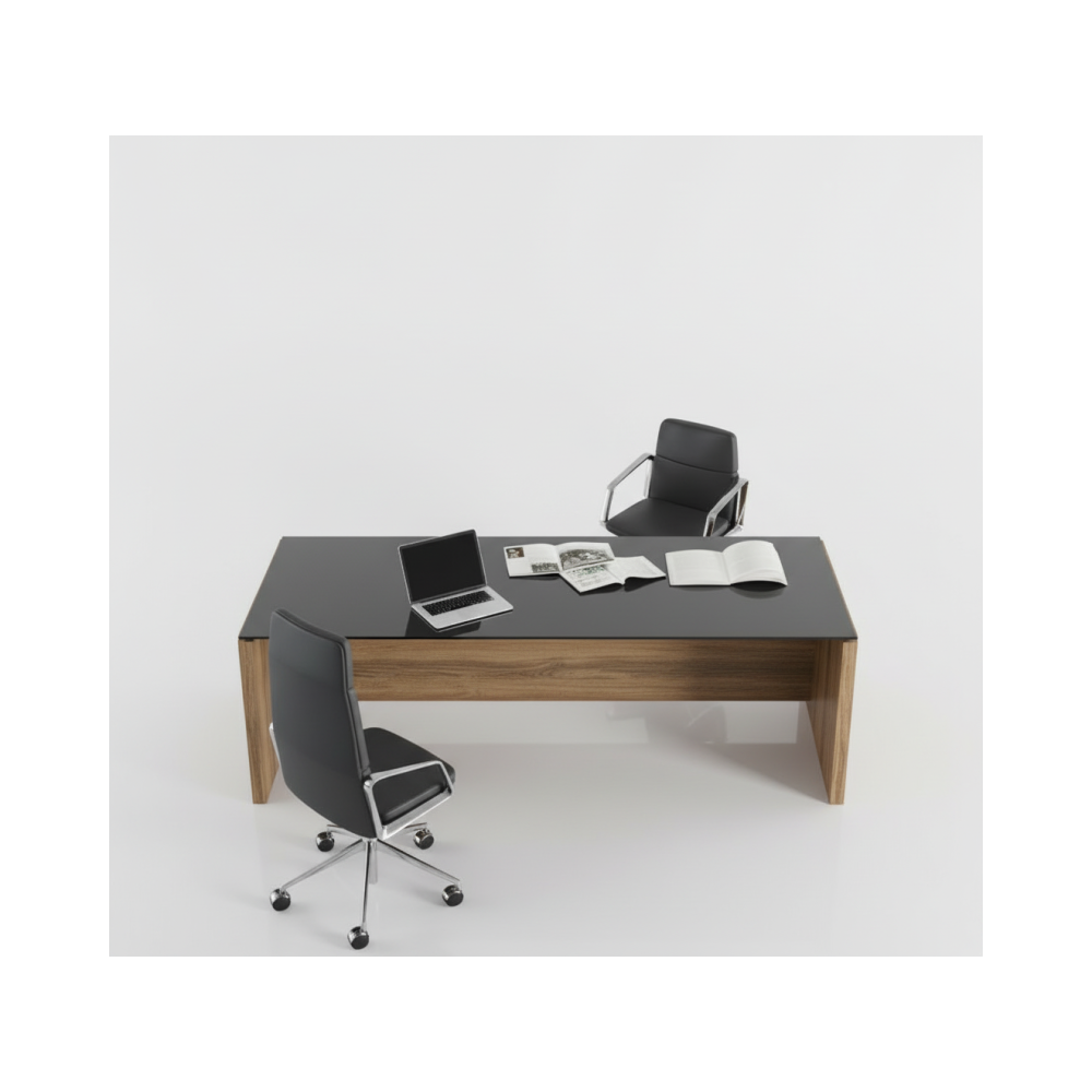 Escritorio de oficina Black Glass Duo