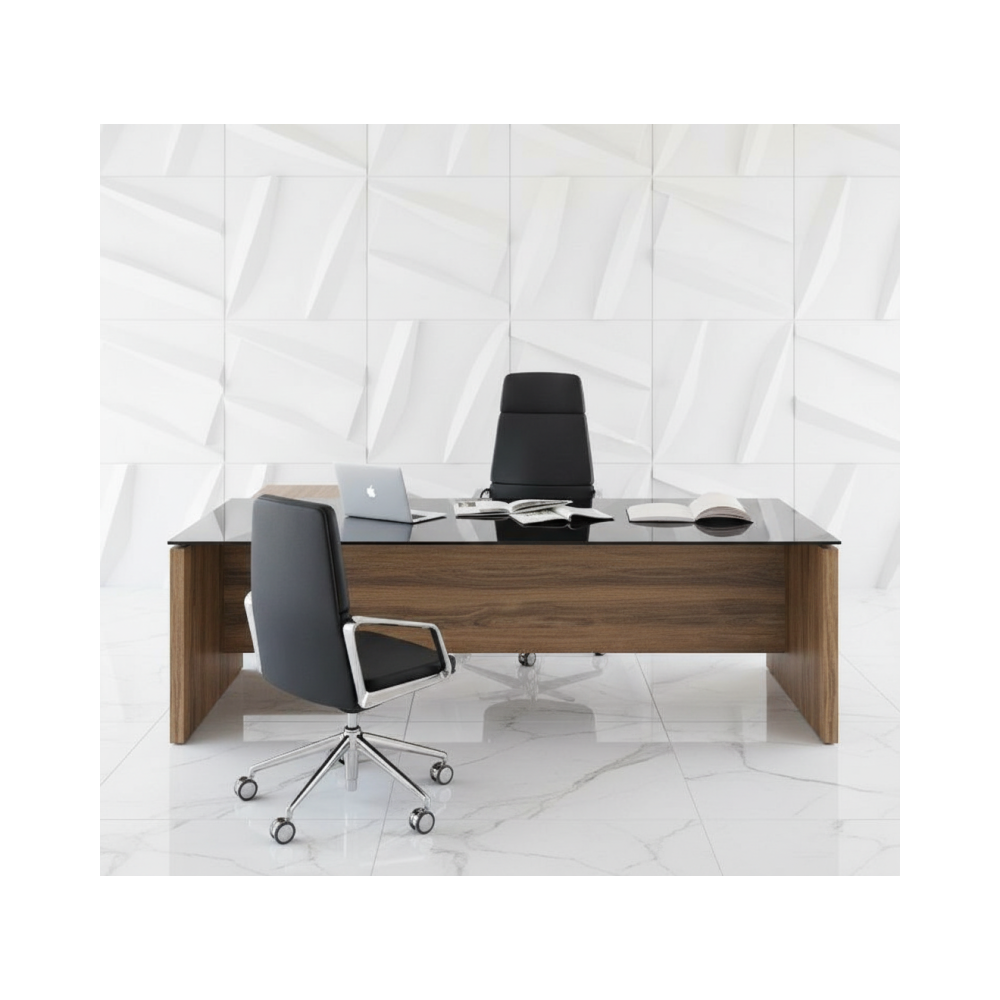 Escritorio de oficina Black Glass Duo