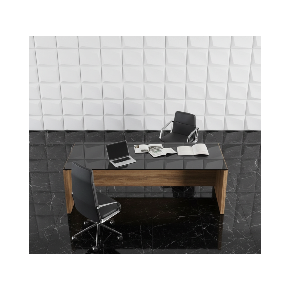 Escritorio de oficina Black Glass Duo