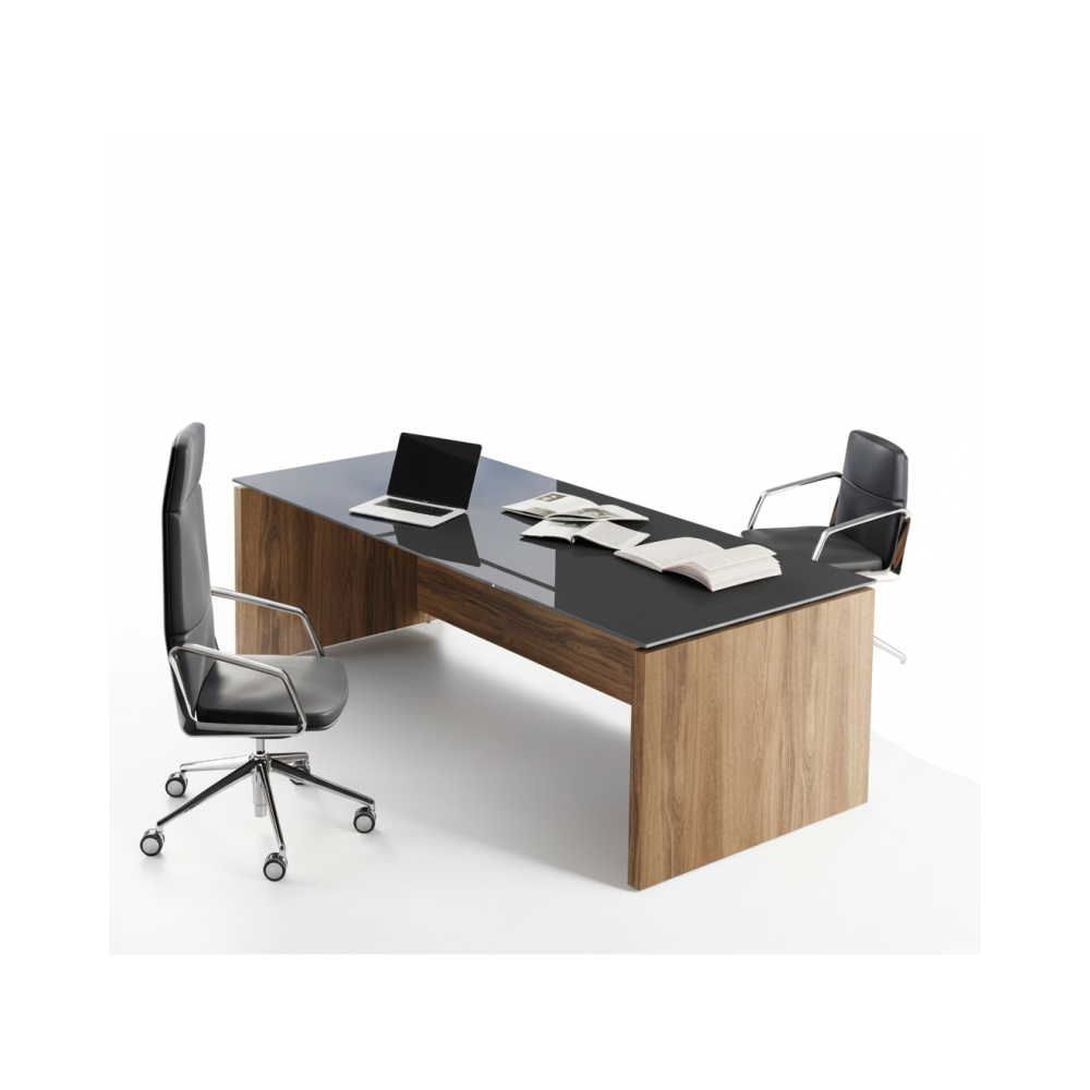 Escritorio de oficina Black Glass Duo
