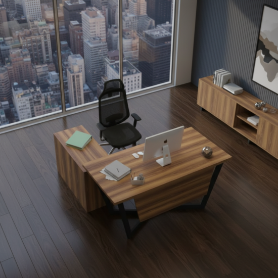 Escritorio de oficina Black Glass Duo