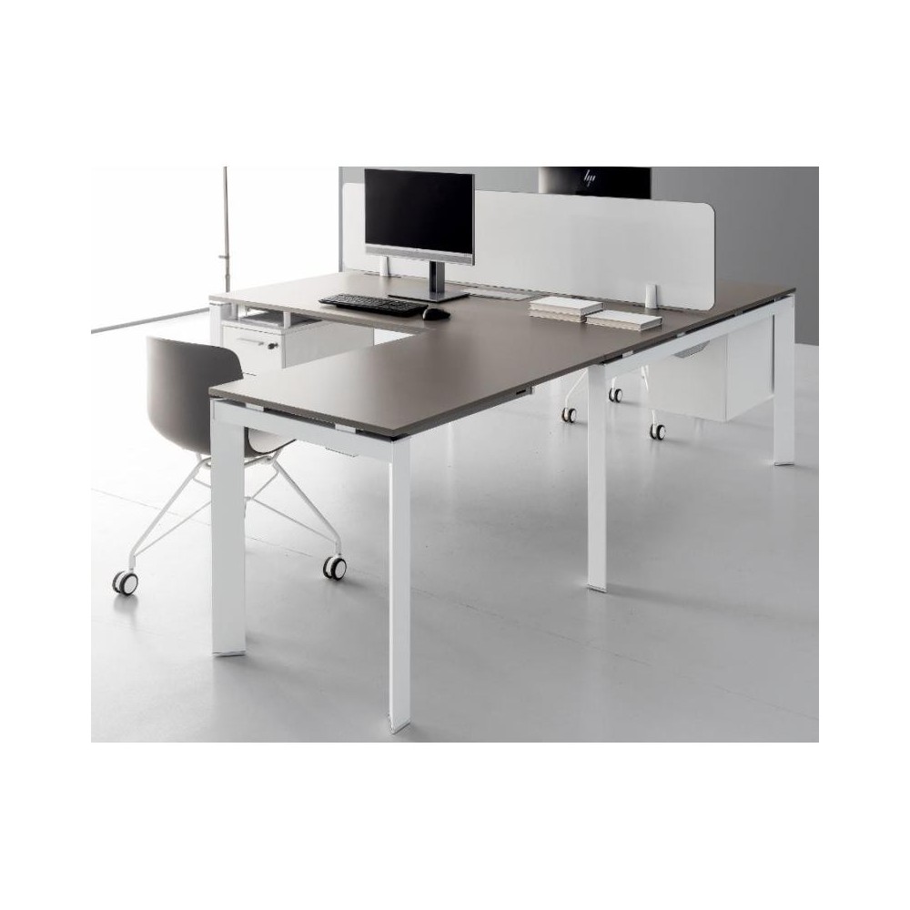 Escritorio de oficina modular en laminado y metal