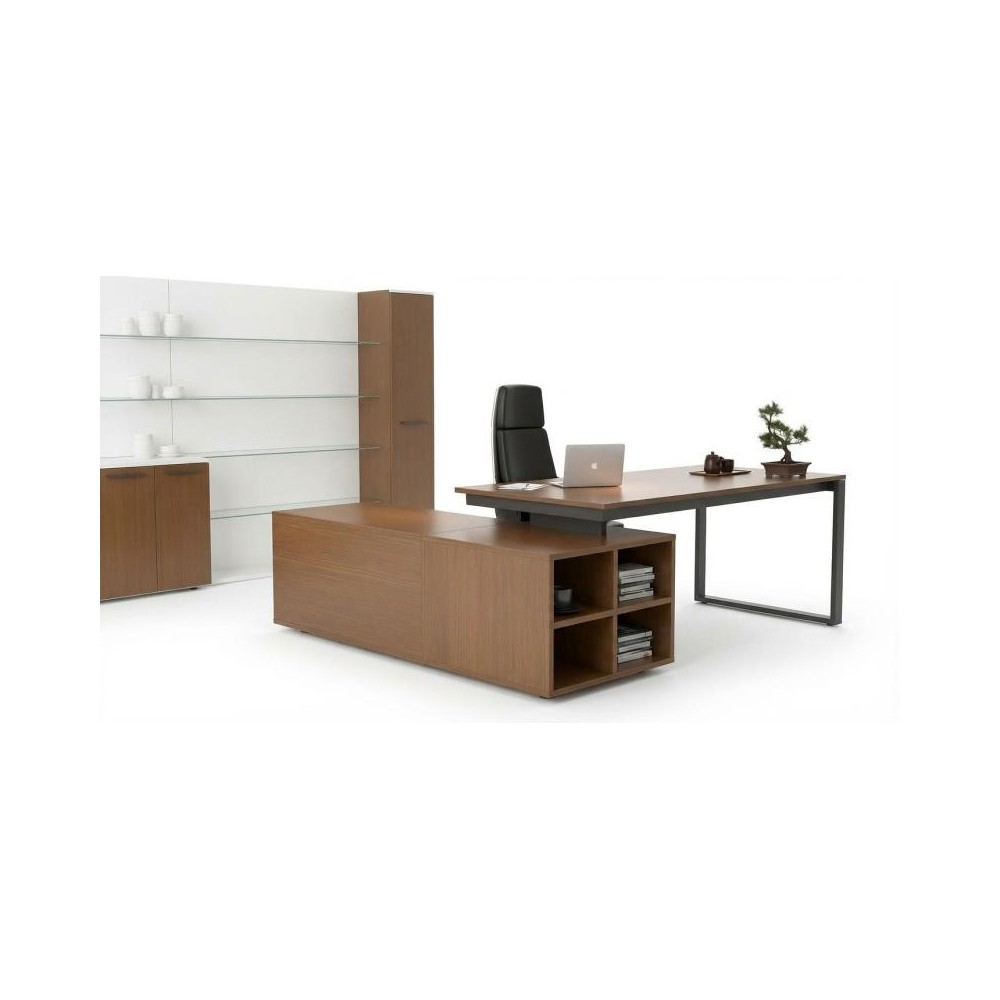 Escritorio de oficina modular en laminado y metal