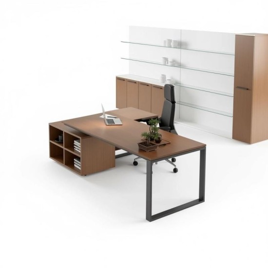 Escritorio de oficina modular en laminado y metal