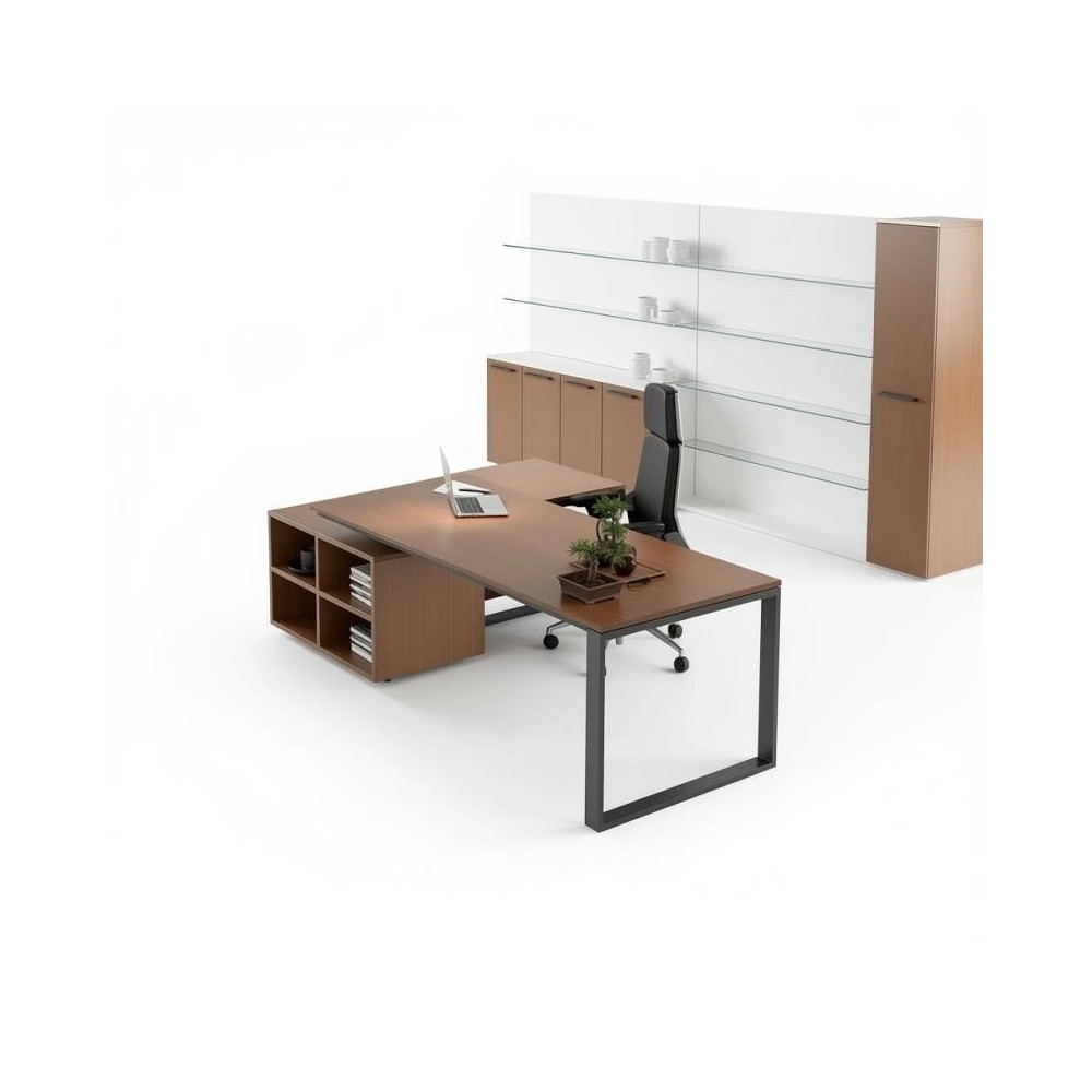Escritorio de oficina modular en laminado y metal