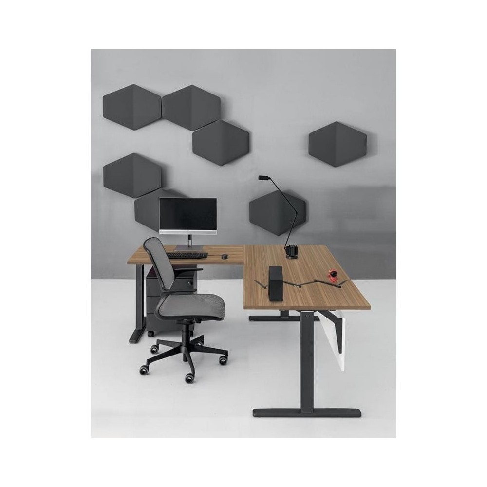 Escritorio de oficina modular en laminado y metal