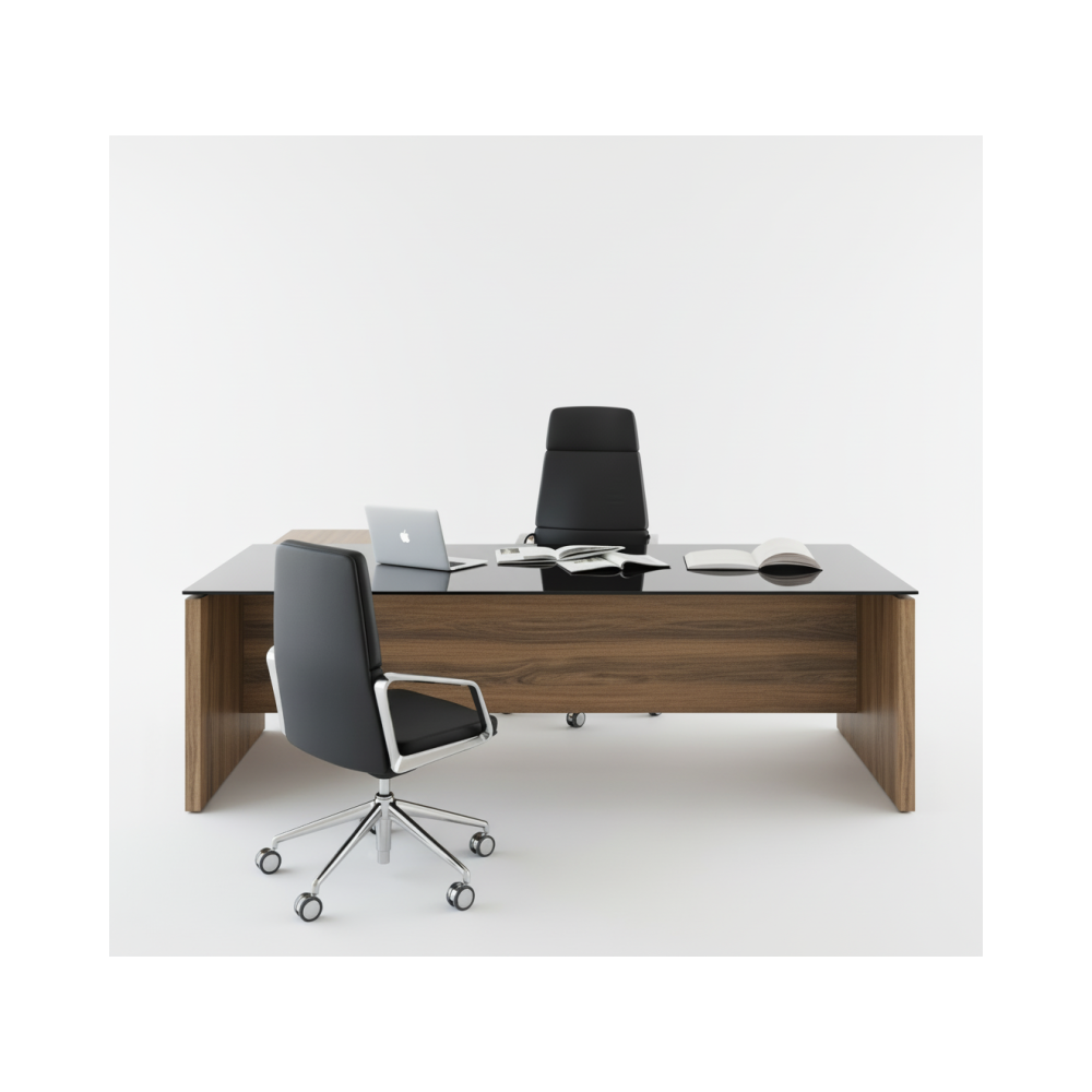Escritorio de oficina Black Glass Duo