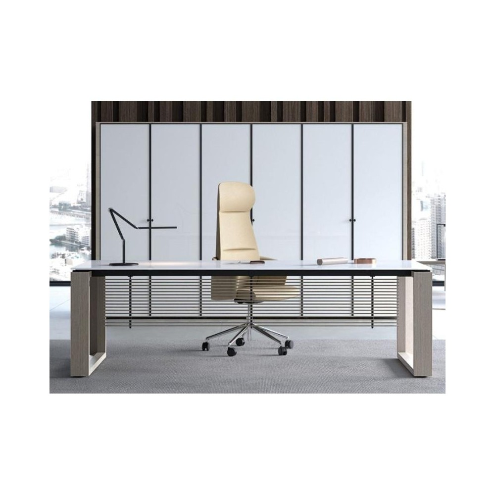 Escritorio de oficina ejecutivo rectangular de vidrio