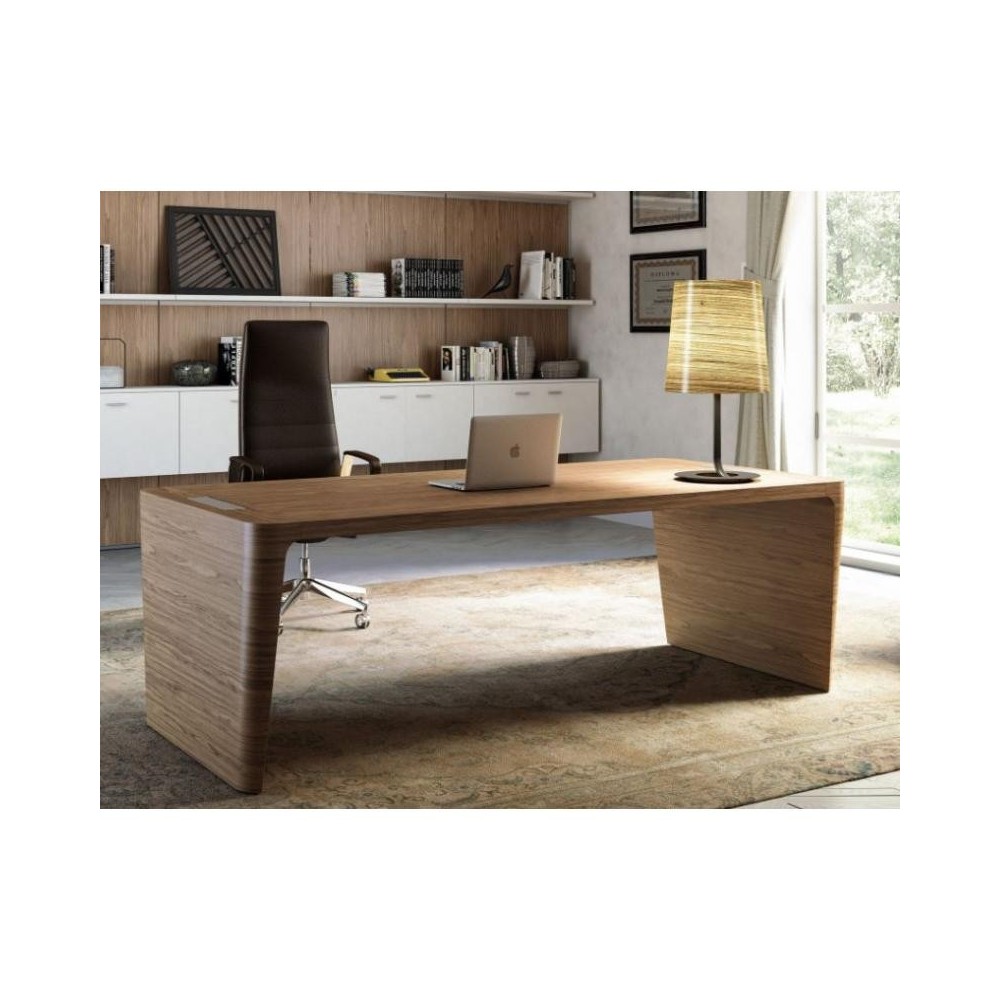 Escritorio de oficina ejecutivo rectangular con pasacables