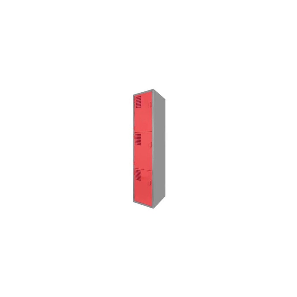 Locker Color Rojo - 3 Puertas