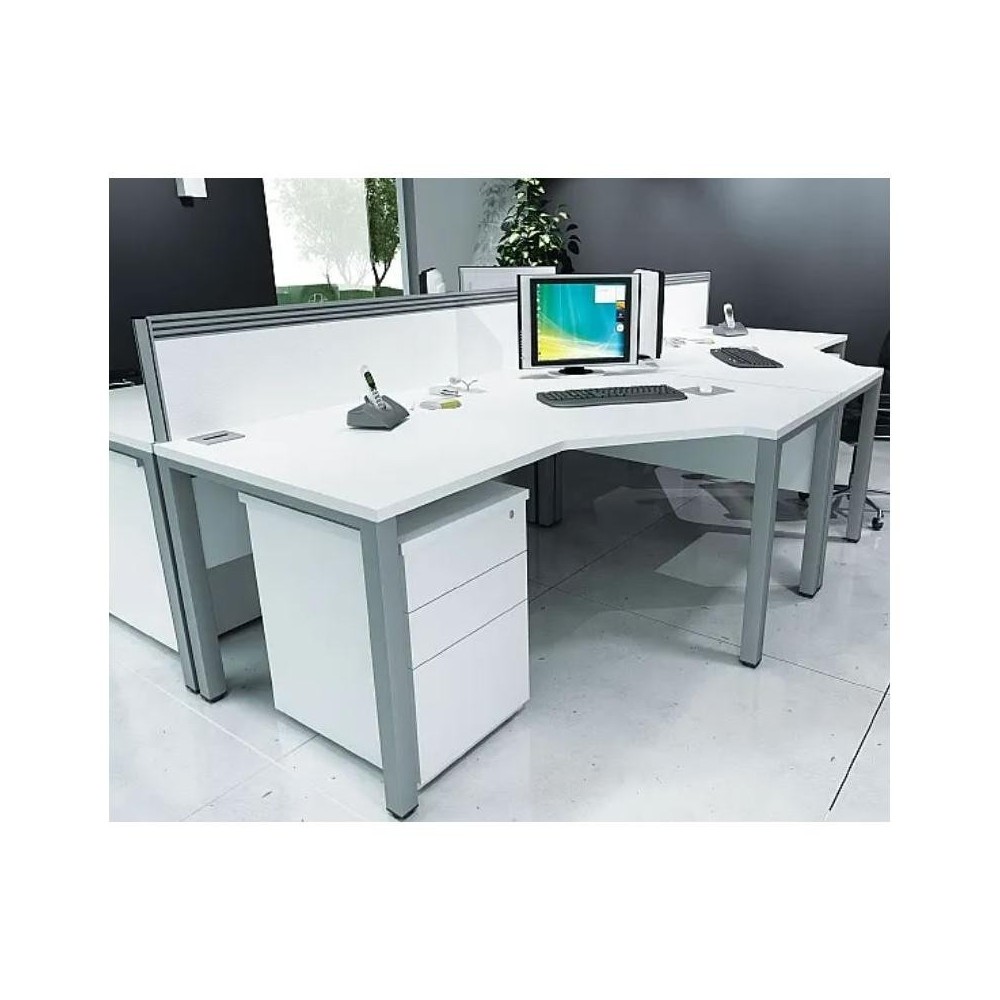 Escritorios rectangulares Commerce II con pedestal alto para escritorio