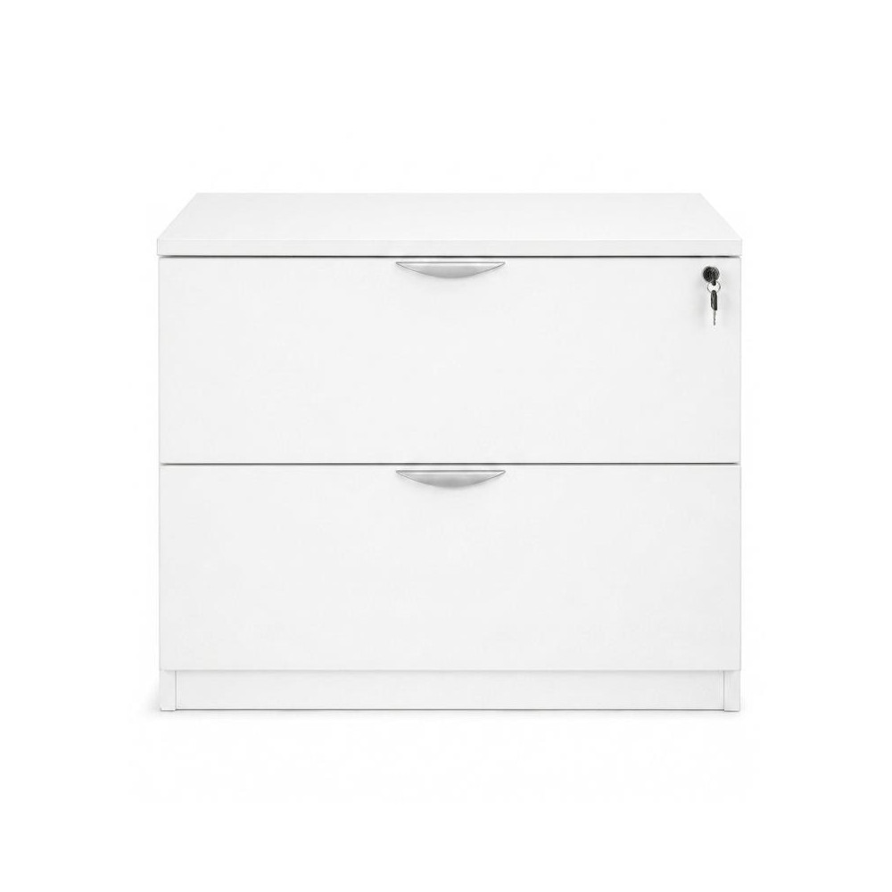 Archivero Horizontal Ejecutivo Blanco 2 Gavetas con Cerradura