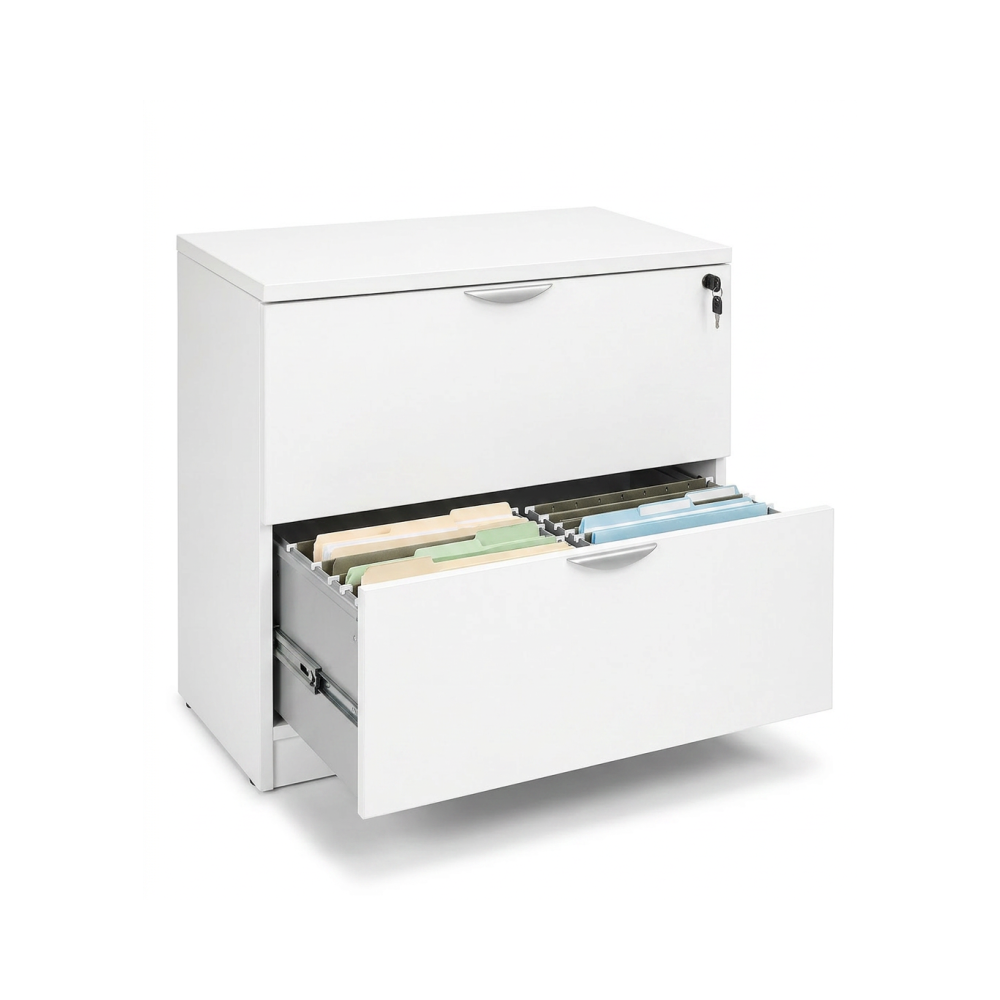 Archivero Horizontal Ejecutivo Blanco 2 Gavetas con Cerradura
