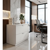 Archivero Horizontal Ejecutivo Blanco 2 Gavetas con Cerradura