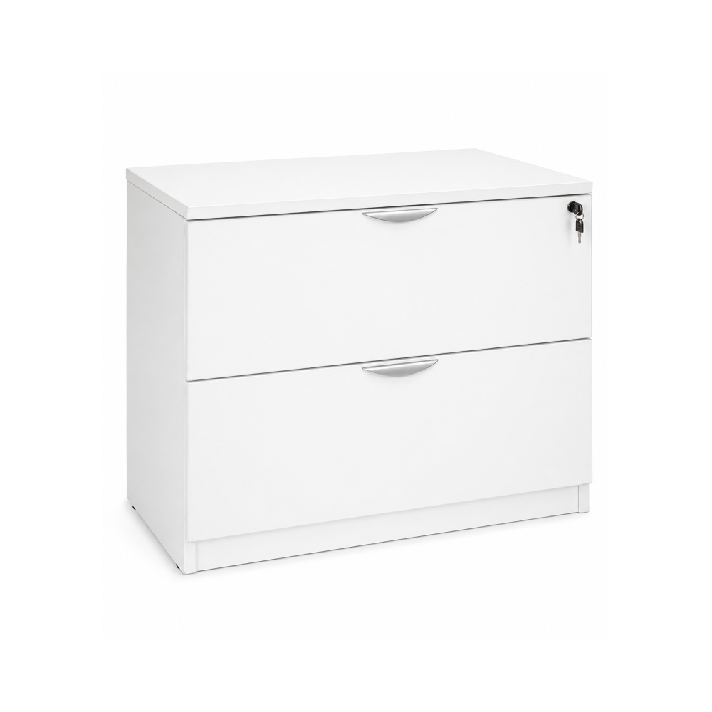 Archivero Horizontal Ejecutivo Blanco 2 Gavetas con Cerradura