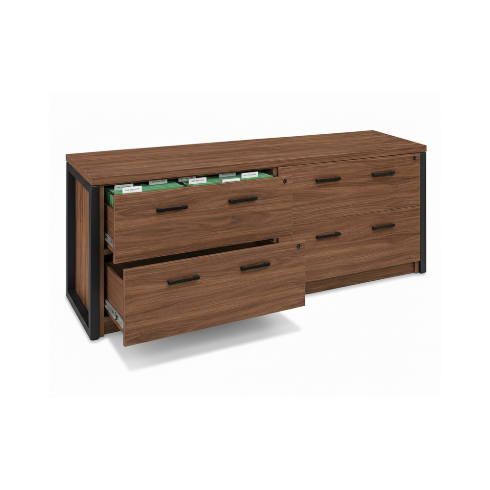 Archivero Ejecutivo Horizon Wood 4 | Credenza para Oficina con 4 Gavetas y Cerradura